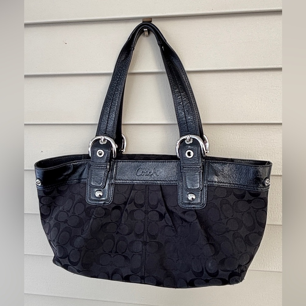 Coach Black Signature Jacquard Shoulder Bag